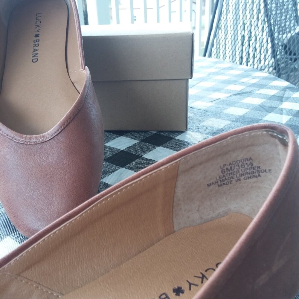 Womens Lucky Brand Leather slip on flat  in Spiced Tan 6 - Picture 6 of 6